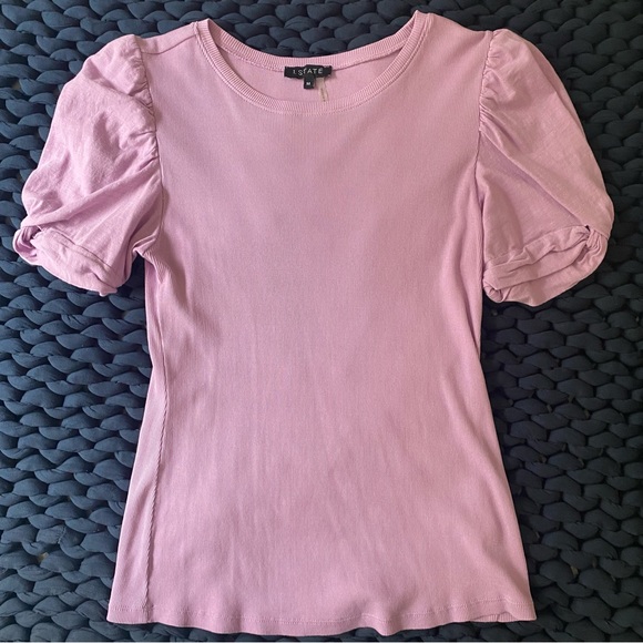 1.STATE Puff Sleeve Rib Knit T-shirt in Voilet Tulle - Picture 7 of 10